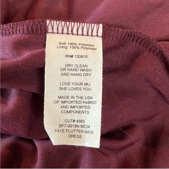 Show Me Your Mumu Faye Flutter Maxi Dress Merlot Chiffon Extra Extra Large NWT - Picture 11 of 14
